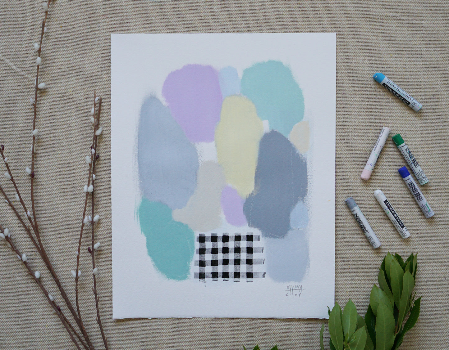 Black Plaid- Gray & Lilac no.1